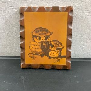 Vintage Wooden Owl Plaque Wall Hanging 60’s 70’s